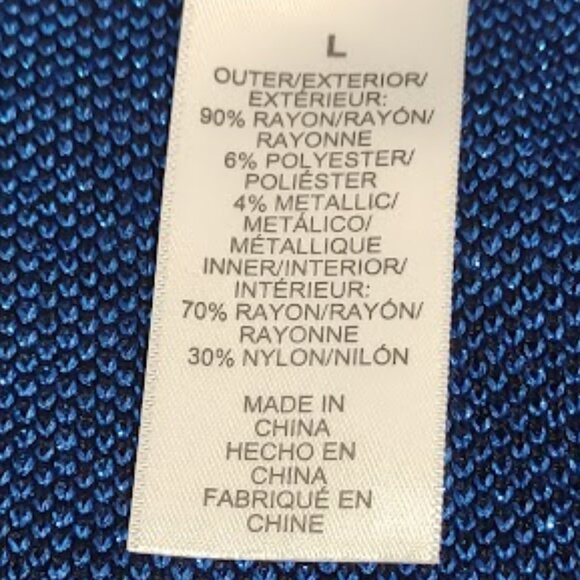 ALFRED DUNNER BLUE & BLACK LEOPARD PRINT STUDS BLING FAUX CAMI 3/4 SLEEVE LG - Picture 10 of 12